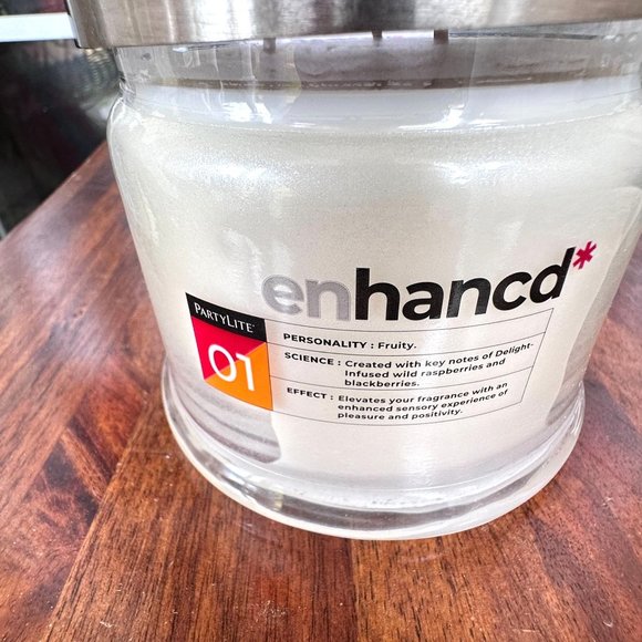 PartyLite Enhancd 01 3 Wick Jar Candle Fruity 40 60  hours burn time New in box - Picture 2 of 12